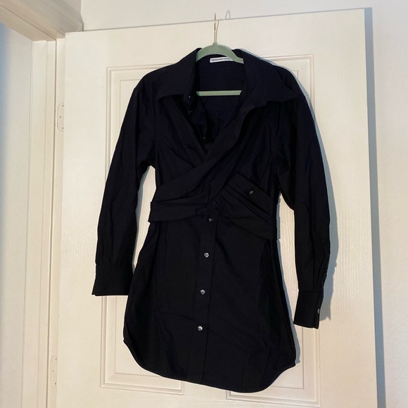 EUC ALEXANDER WANG Women's Cross-Front Shirt Dress $395 4 - Picture 3 of 11